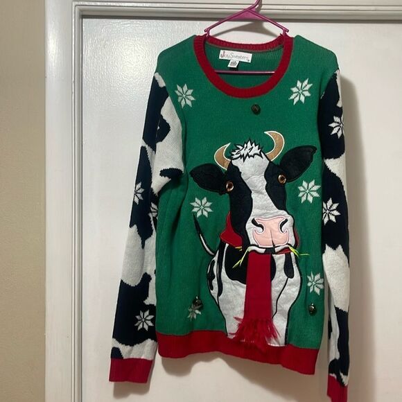 Cow jingly Christmas sweater large - Picture 1 of 7